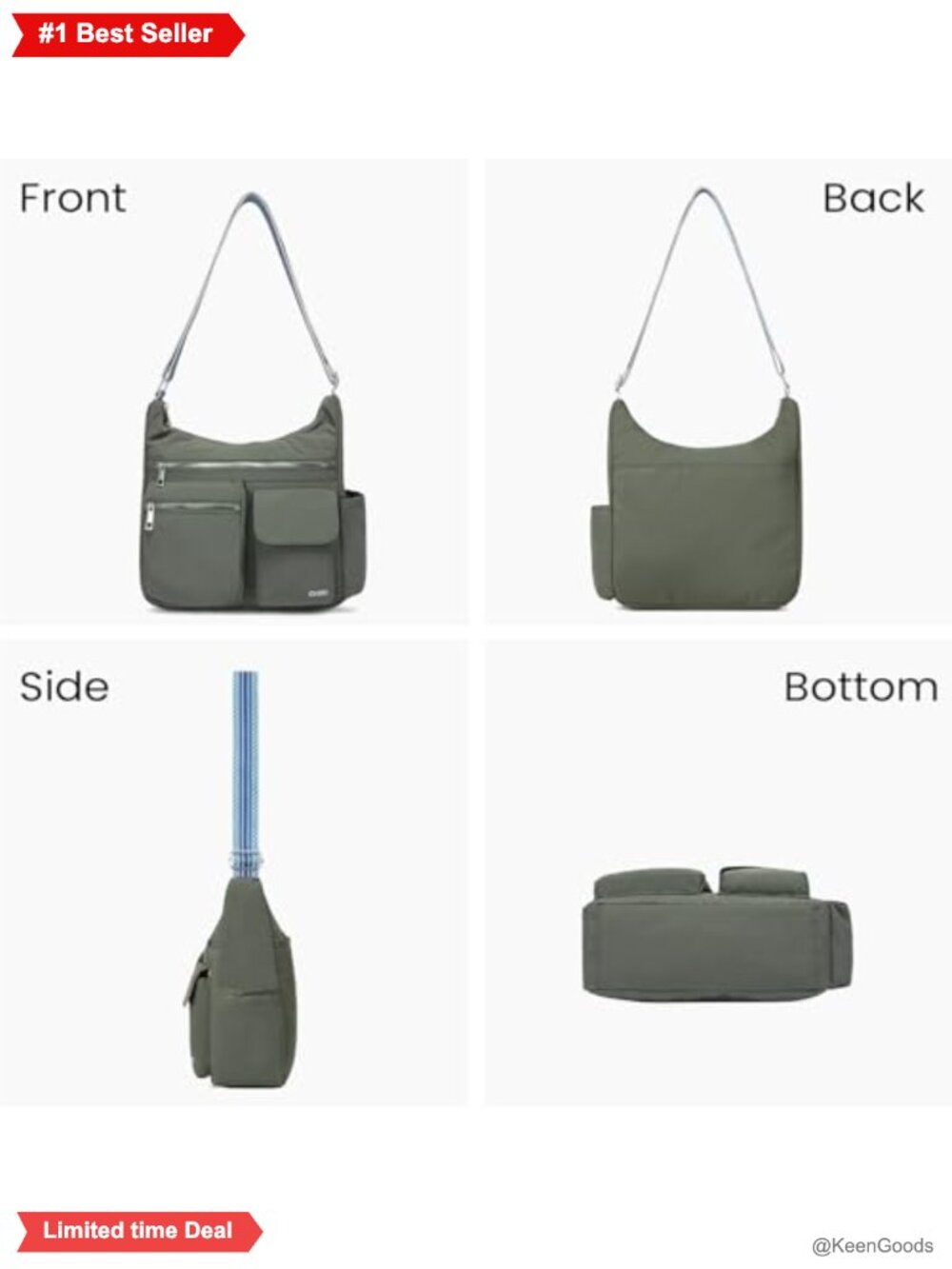 Anti Theft Waterproof Nylon Crossbody Bag for Women Travel - Picture 5 of 6